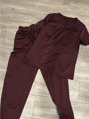 Women’s Scrub Set - Deep Burgundy Top & Pants